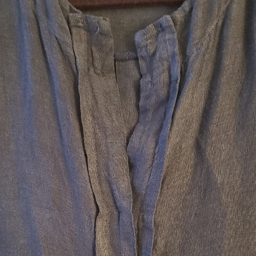 Puro Lino Dark Washed Blue 100% Linen High-Low Hem Dress Size L - Picture 4 of 5